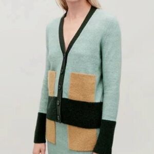 Gray and Black Women's COS wool Sweater and skirt set with Tan Accents